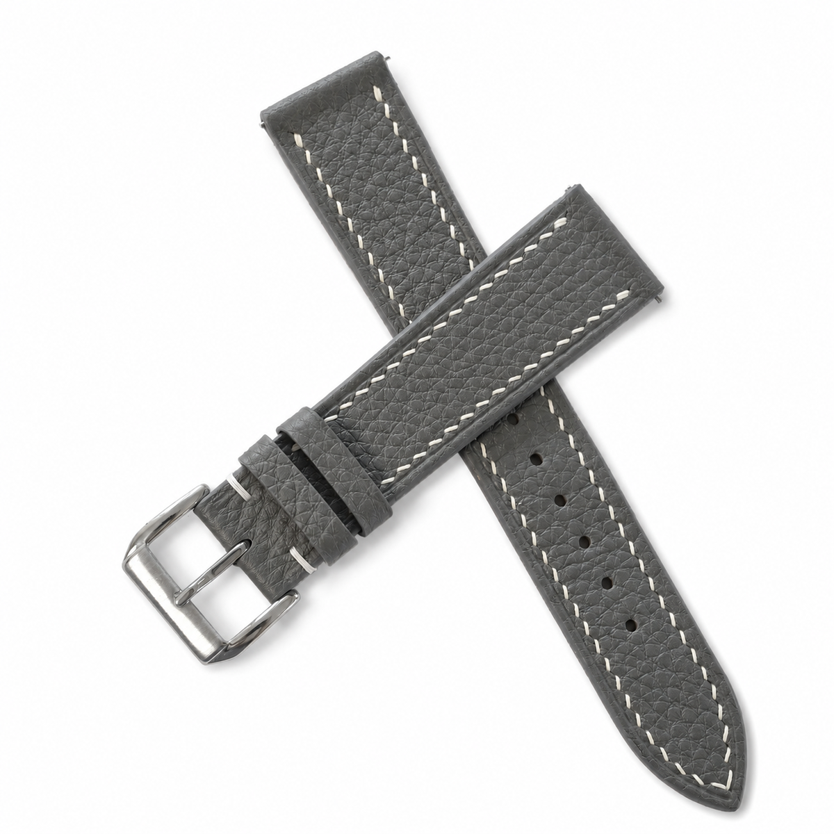 Flat Graphite Gray Togo Leather Watch Strap