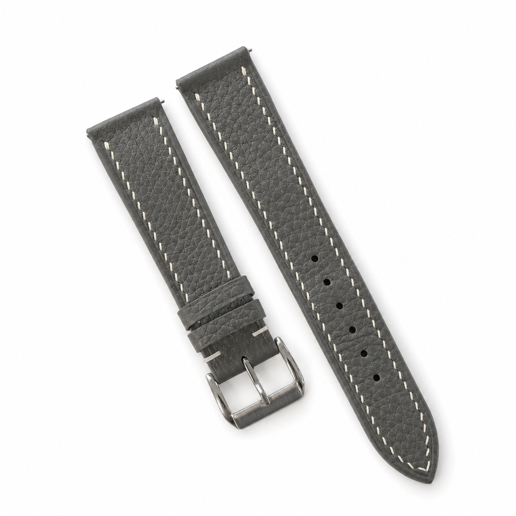 Flat Graphite Gray Togo Leather Watch Strap