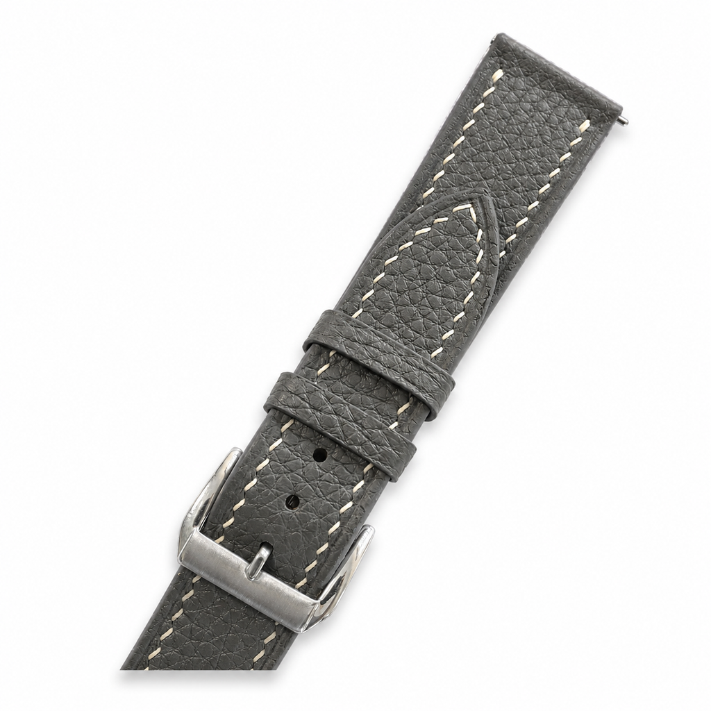 Flat Graphite Gray Togo Leather Watch Strap