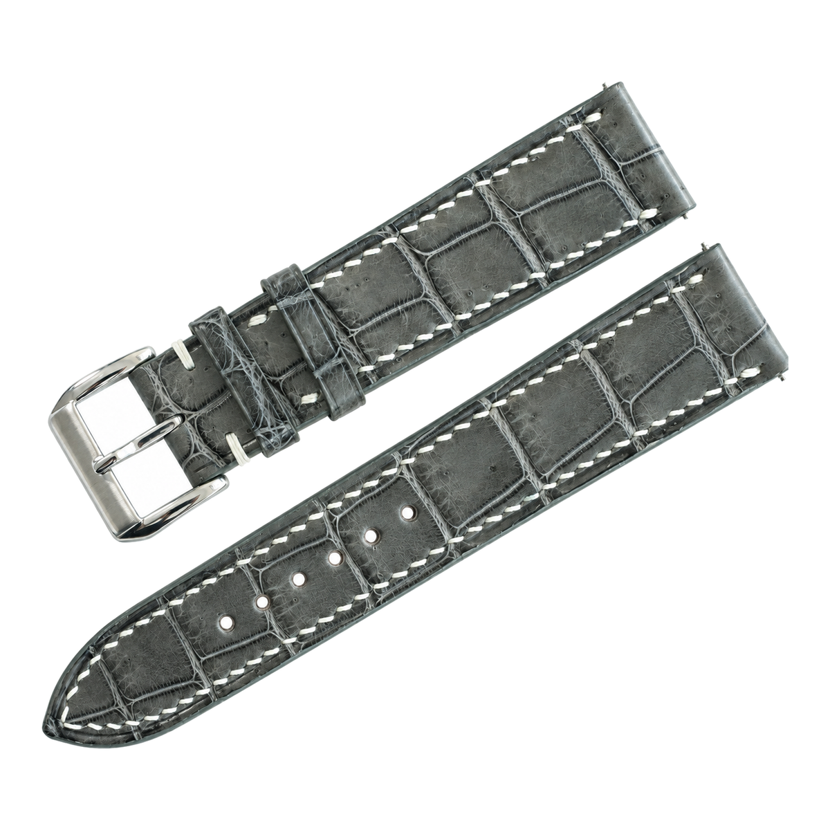 Handmade Gray Alligator Leather Watch Strap