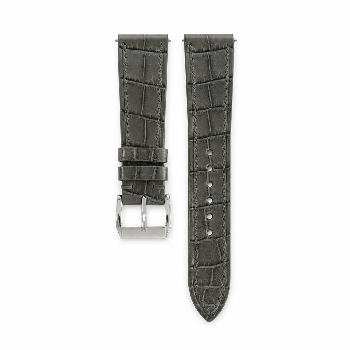 Flat Gray Alligator Leather Watch Strap