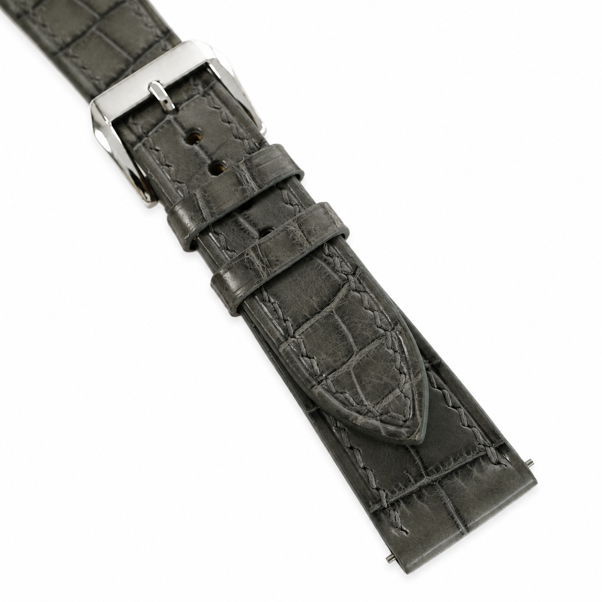 Flat Gray Alligator Leather Watch Strap