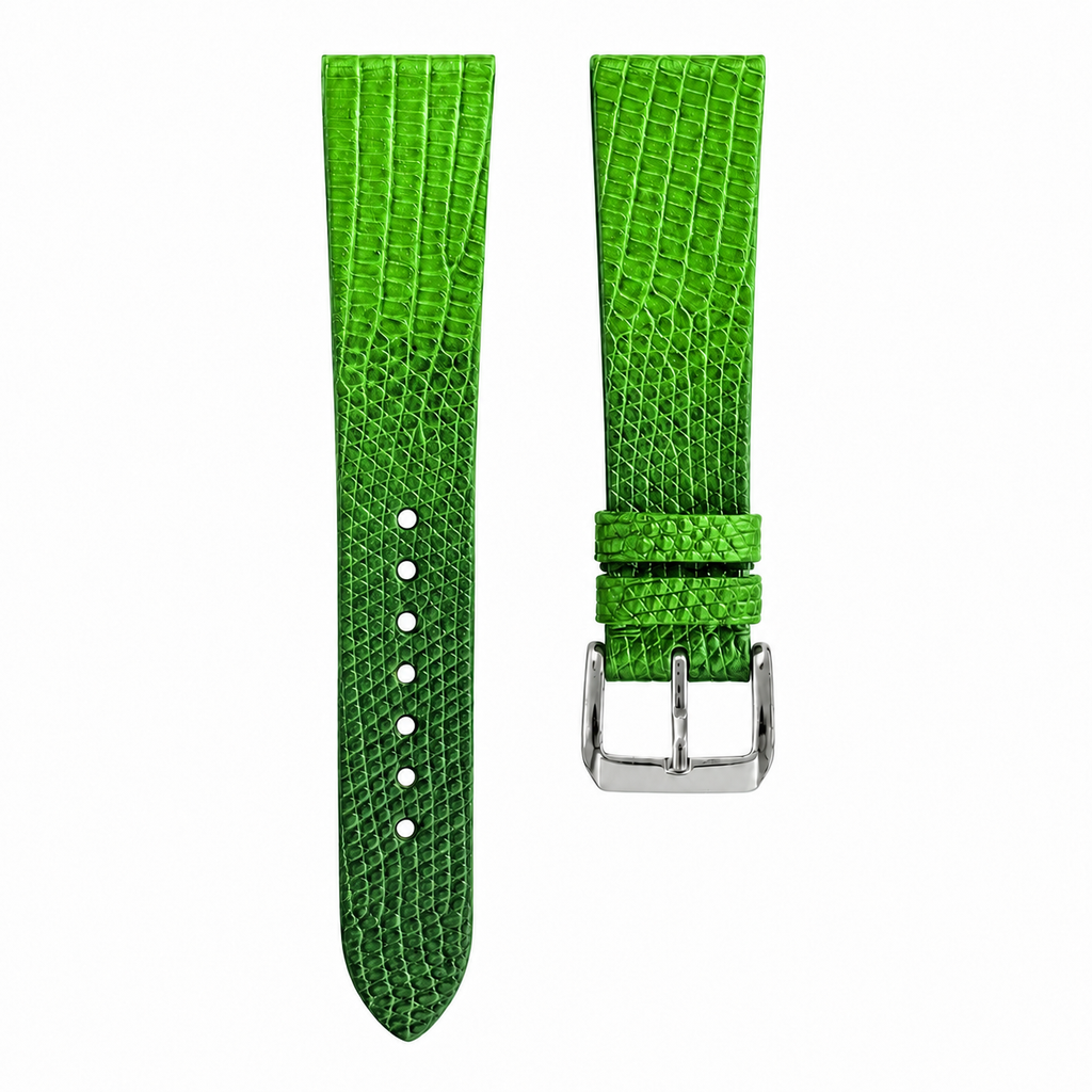 Flat Green Lizard Leather Watch Strap