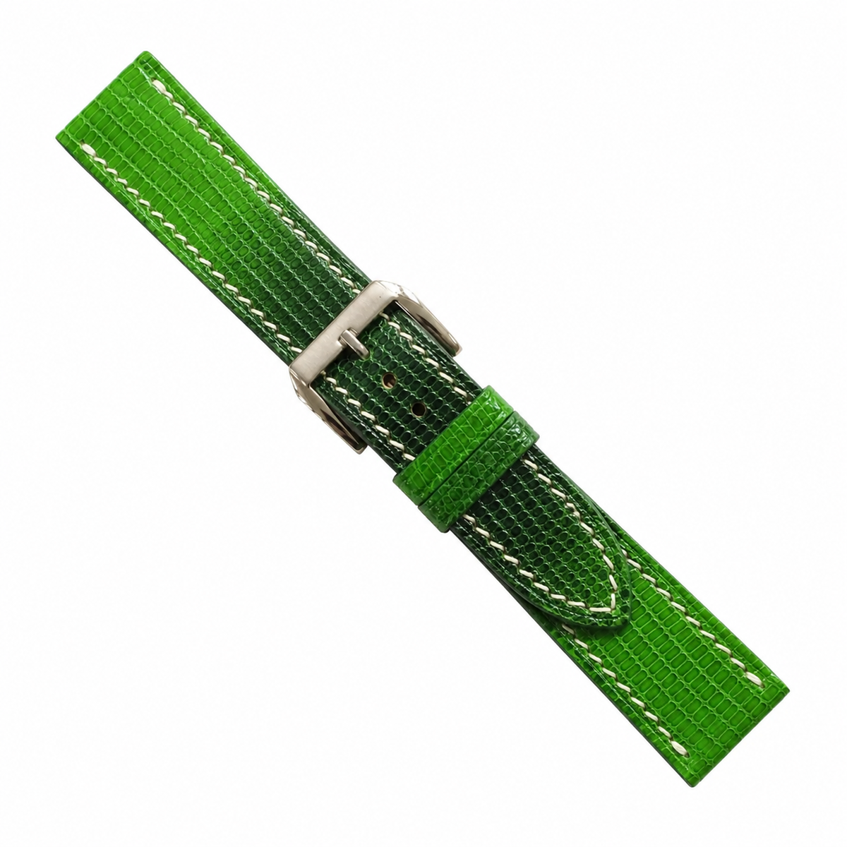 Flat Green Lizard Leather Watch Strap