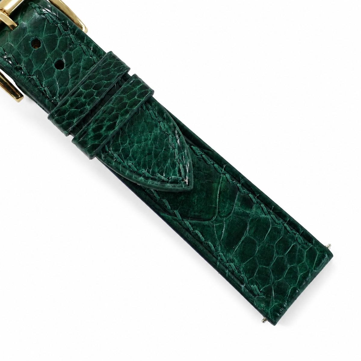 Flat Green Ostrich Leg Leather Watch Strap