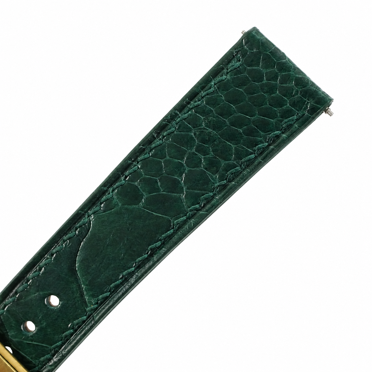 Flat Green Ostrich Leg Leather Watch Strap