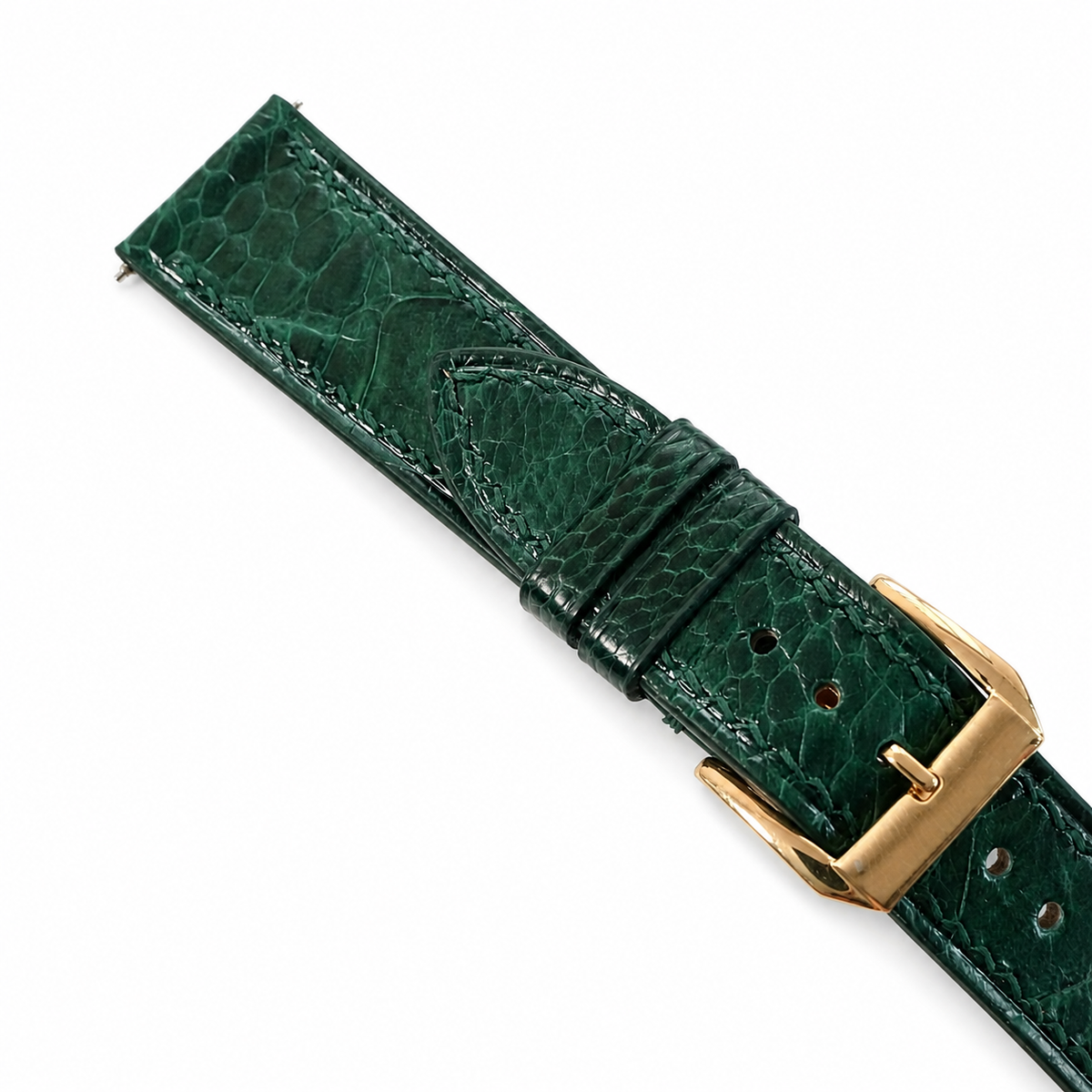 Flat Green Ostrich Leg Leather Watch Strap