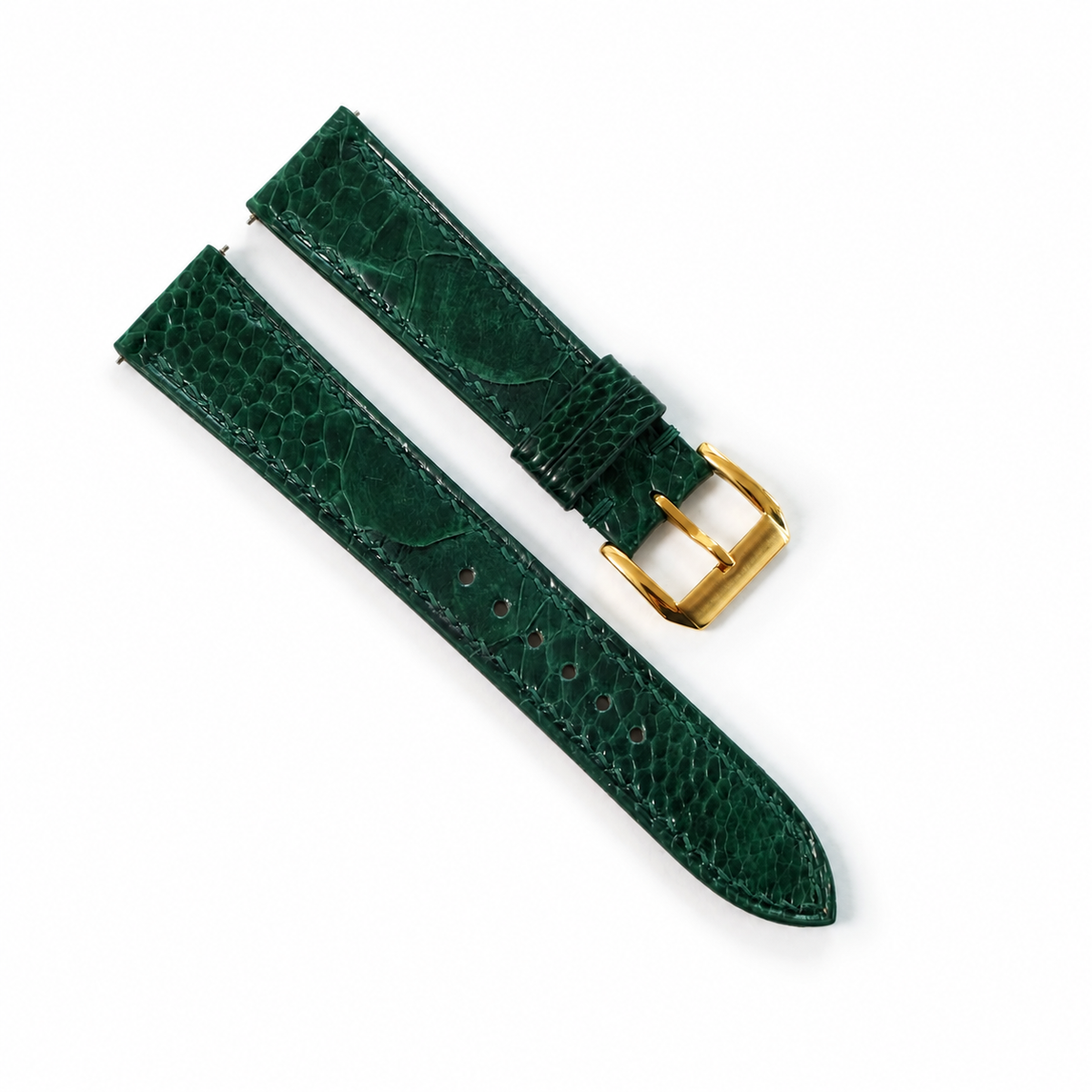 Flat Green Ostrich Leg Leather Watch Strap