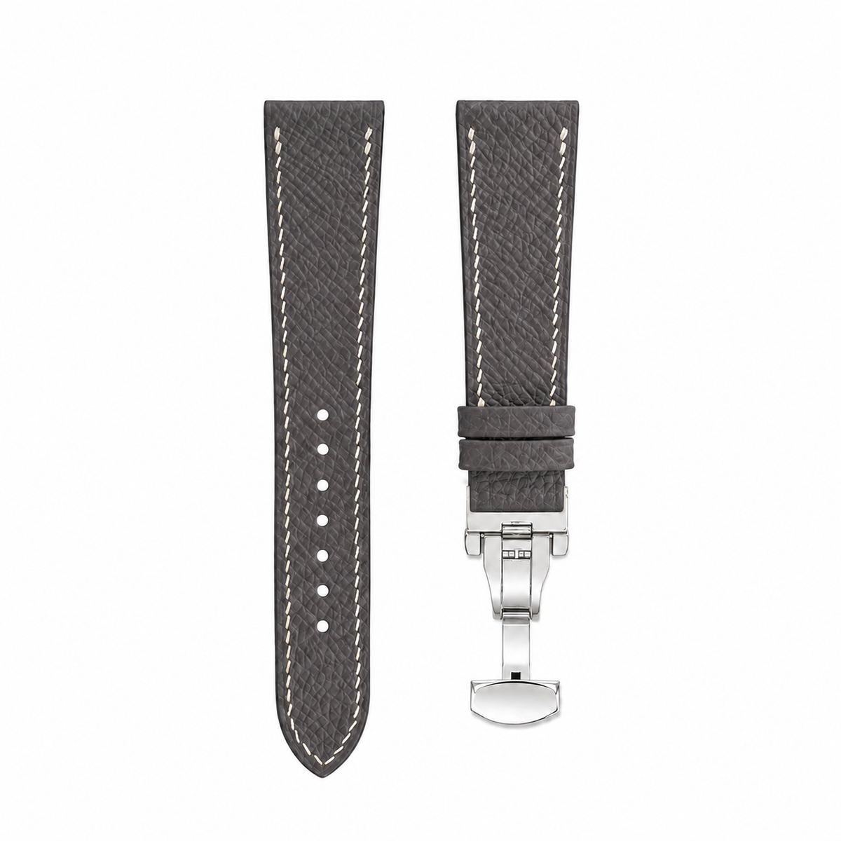 Flat Graphite Gray Epsom Leather Watch Strap