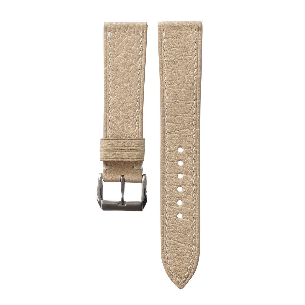 Flat Light Sand Smooth Ostrich Leather Watch Strap