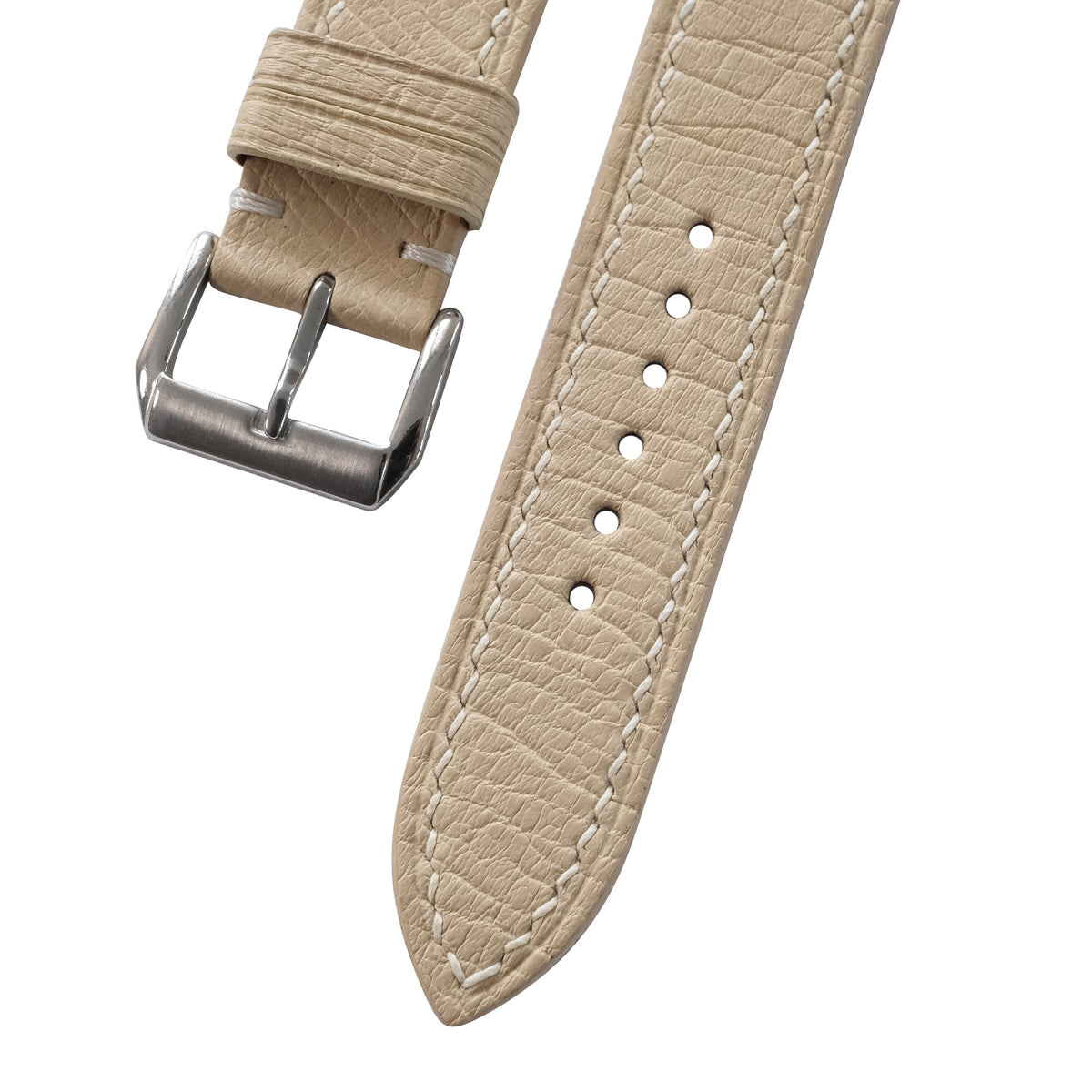 Flat Light Sand Smooth Ostrich Leather Watch Strap