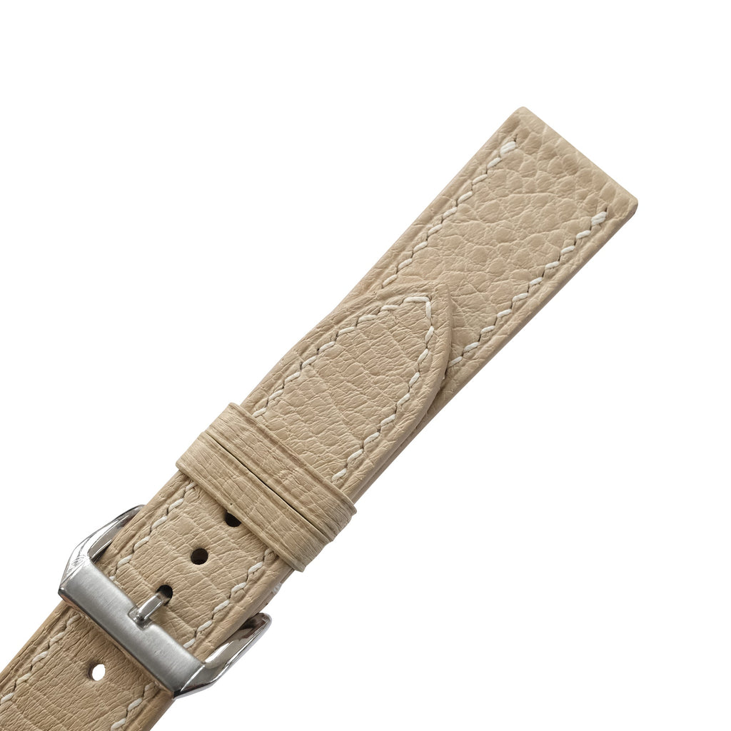 Flat Light Sand Smooth Ostrich Leather Watch Strap