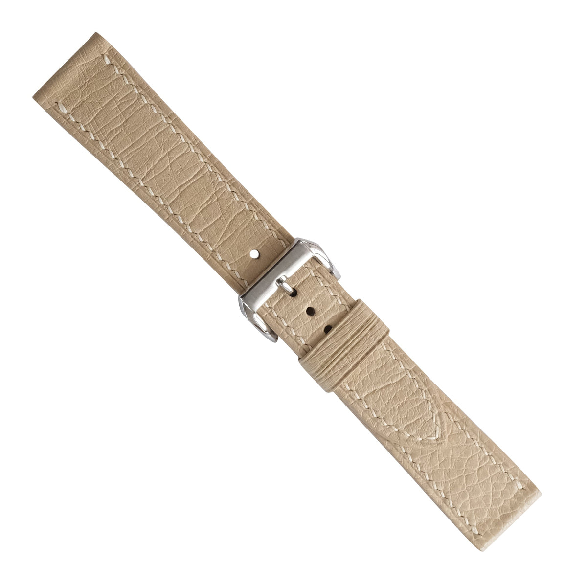 Flat Light Sand Smooth Ostrich Leather Watch Strap