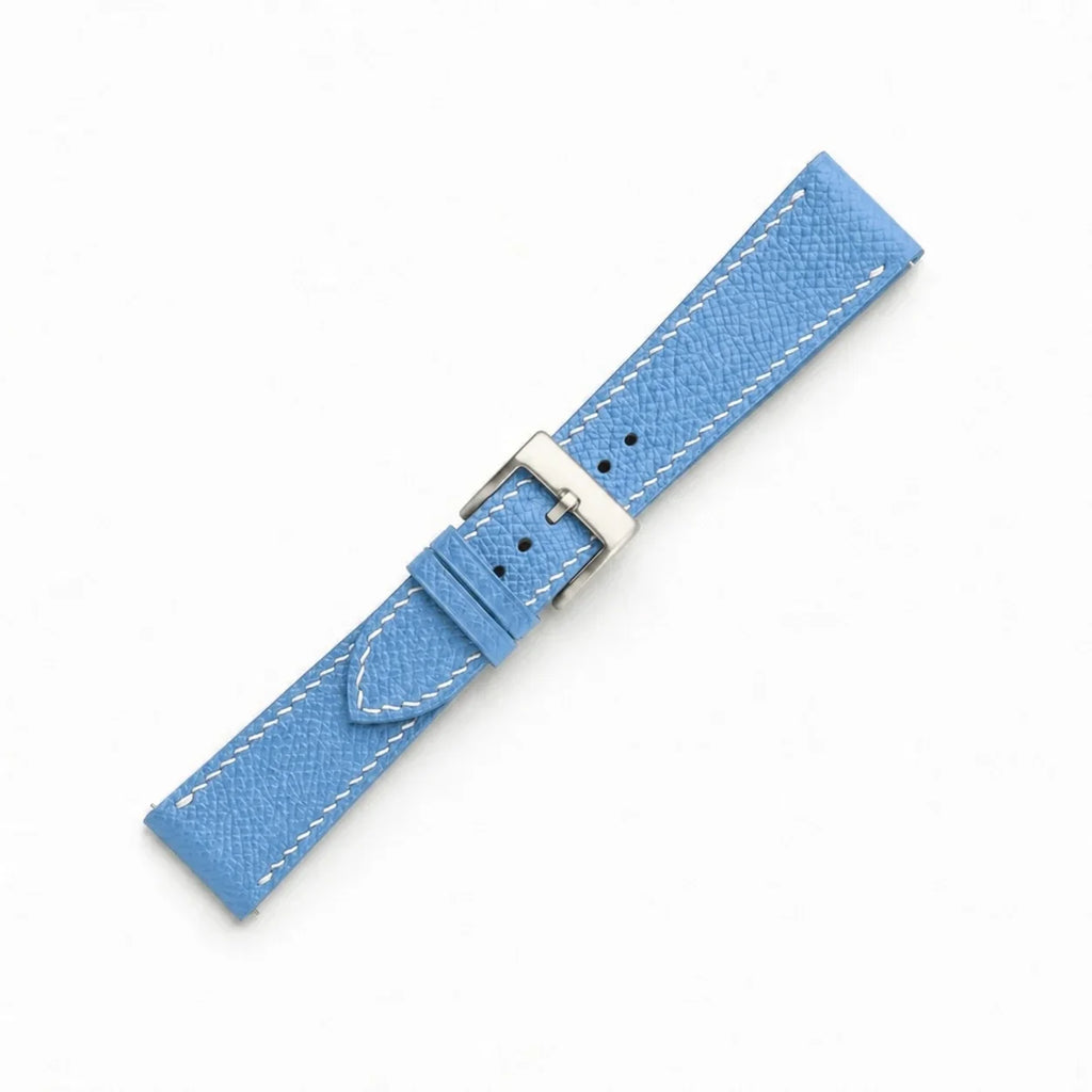 Flat Light Blue Epsom Leather Watch Strap