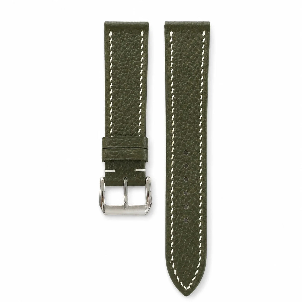 Flat Moss Green Togo Leather Watch Strap