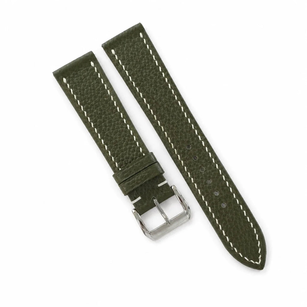 Flat Moss Green Togo Leather Watch Strap