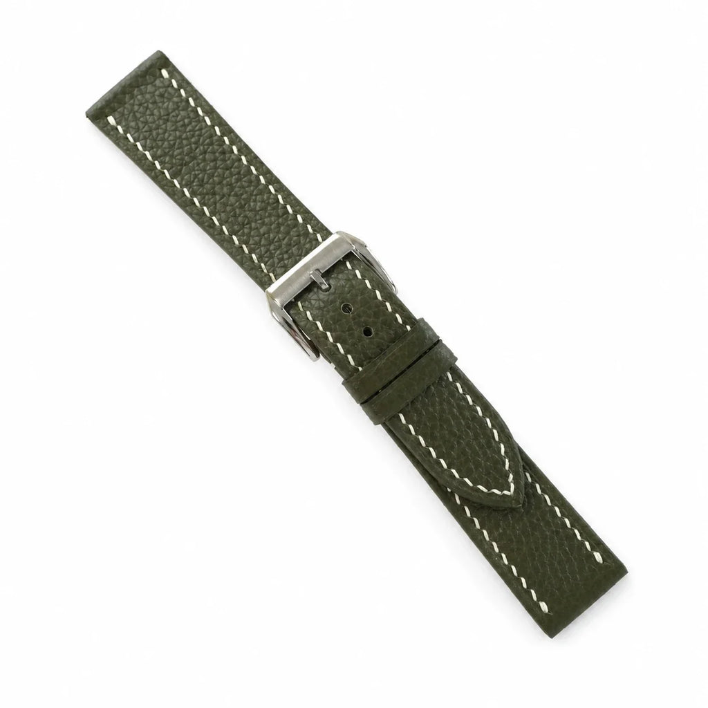 Flat Moss Green Togo Leather Watch Strap