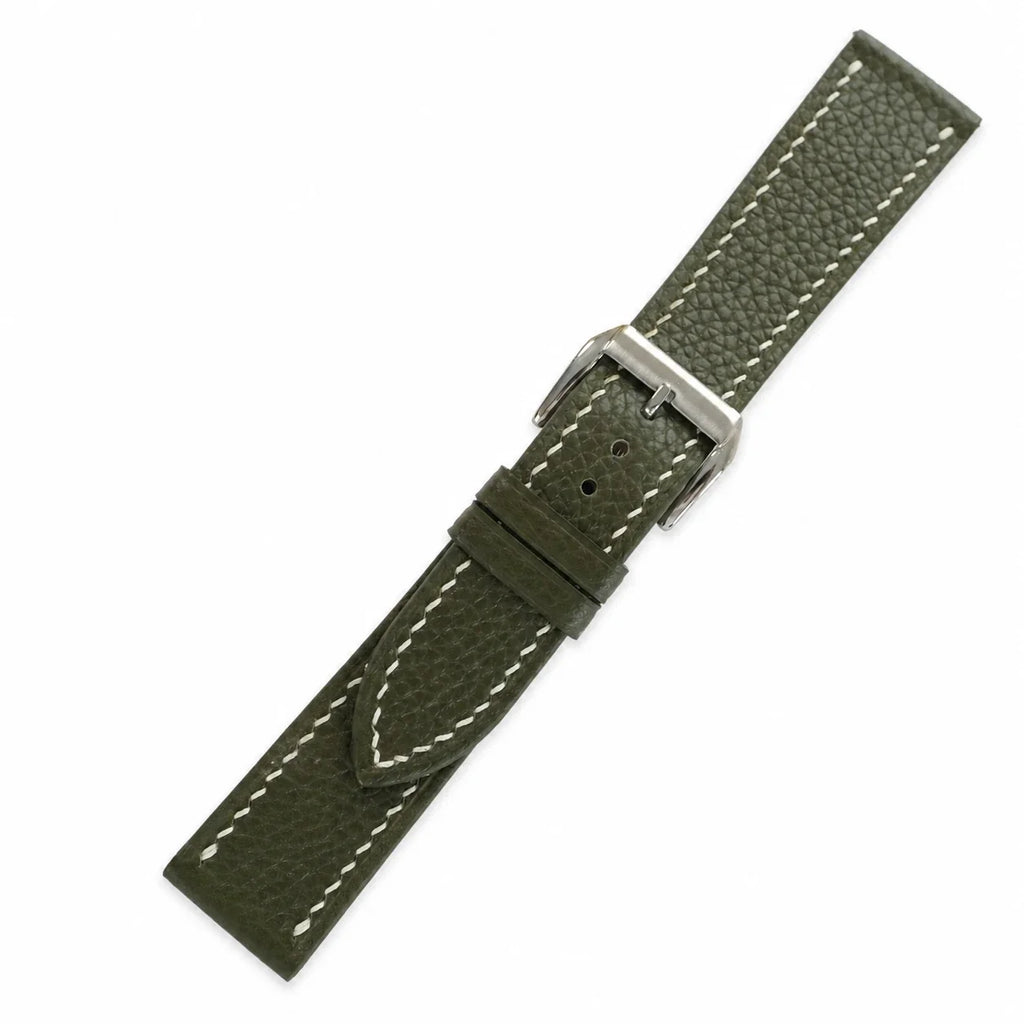 Flat Moss Green Togo Leather Watch Strap