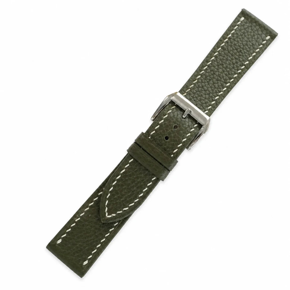 Flat Moss Green Togo Leather Watch Strap