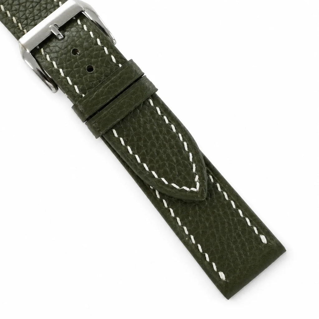 Flat Moss Green Togo Leather Watch Strap