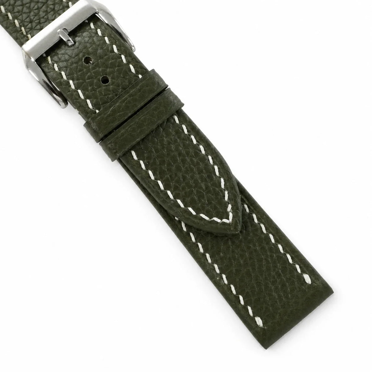 Flat Moss Green Togo Leather Watch Strap
