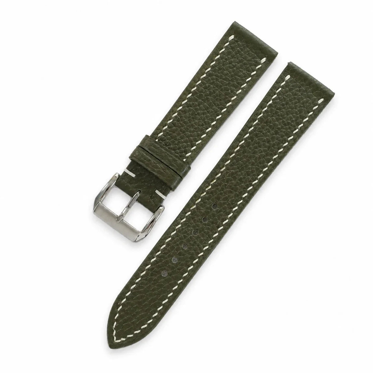 Flat Moss Green Togo Leather Watch Strap