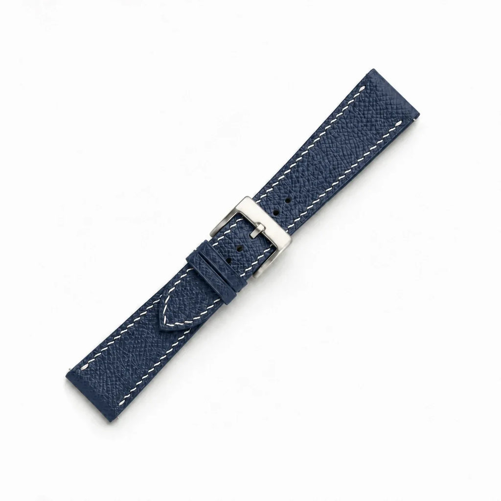 Flat Dark Navy Epsom Leather Watch Strap