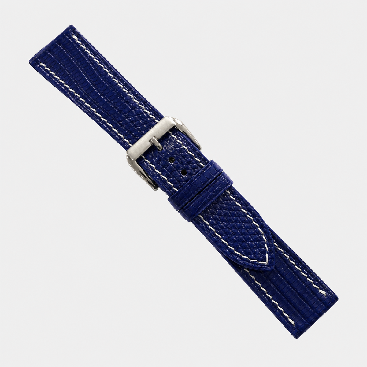 Flat Navy Lizard Leather Watch Strap