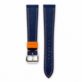 Flat Navy with Orange Epsom Leather Watch Strap