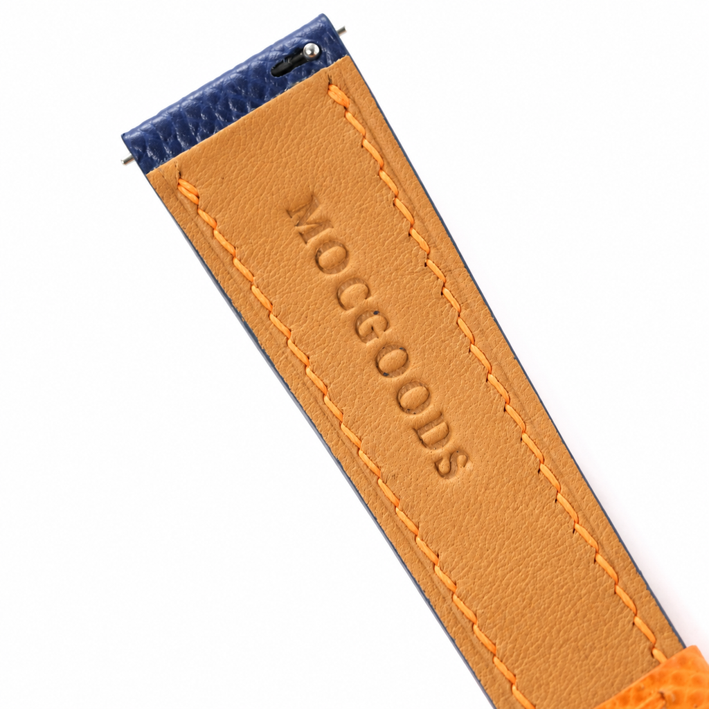 Flat Navy with Orange Epsom Leather Watch Strap