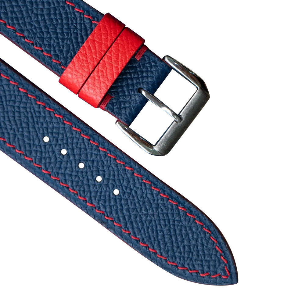 Flat Navy with Red Epsom Leather Watch Strap