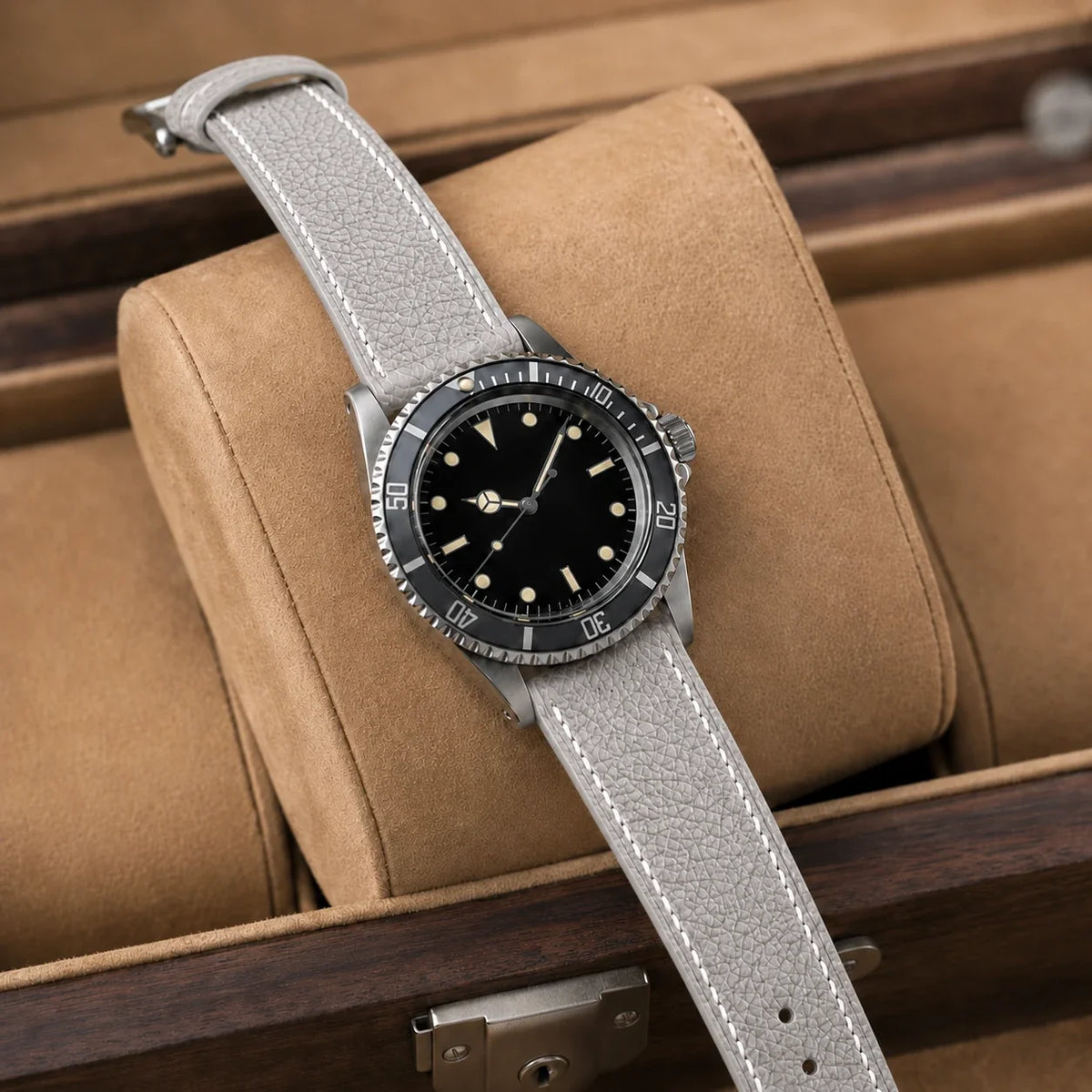 Flat Off White Epsom Leather Watch Strap