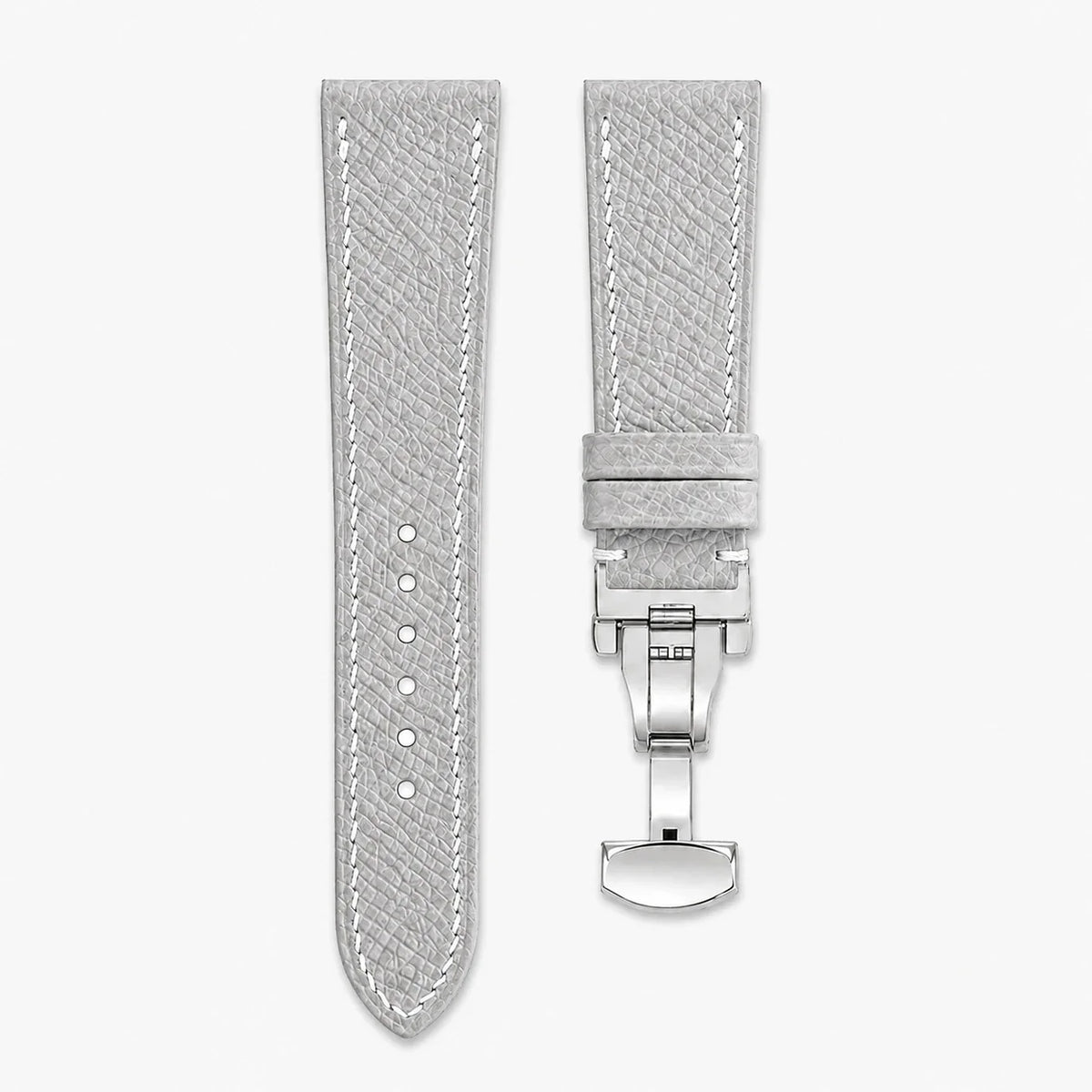 Flat Off White Epsom Leather Watch Strap