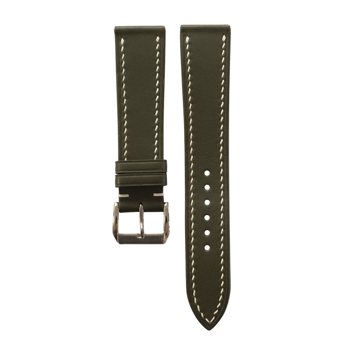 Flat Olive Green Swift Leather Watch Strap