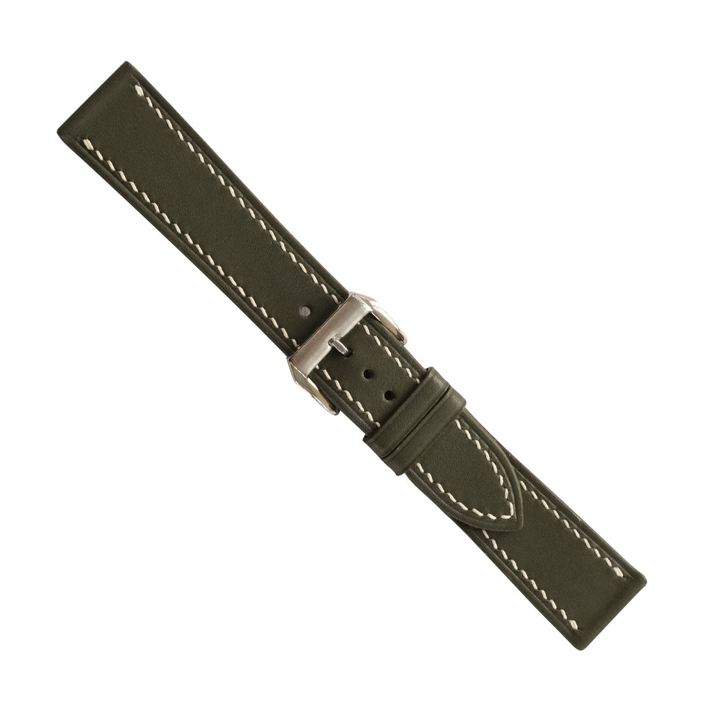 Flat Olive Green Swift Leather Watch Strap