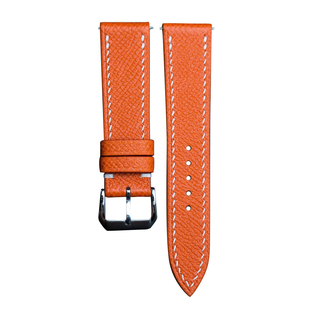 Flat Orange Epsom Leather Watch Strap