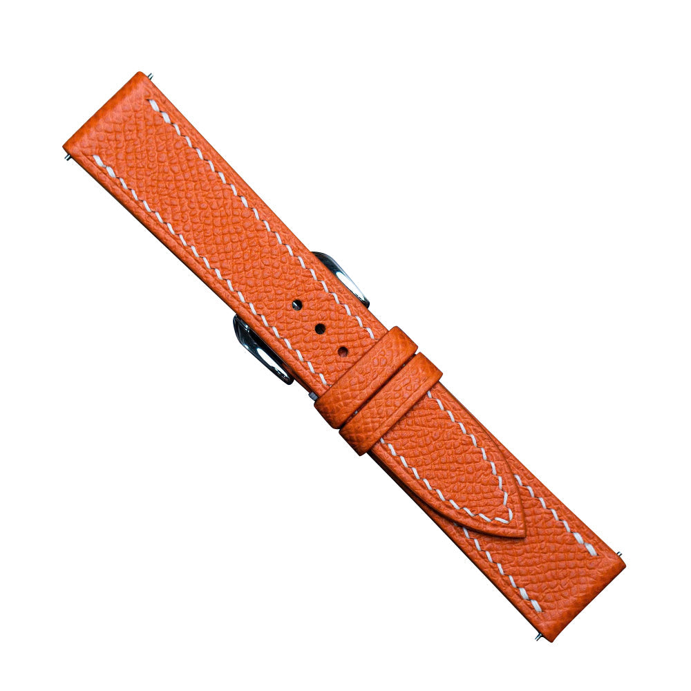 Flat Orange Epsom Leather Watch Strap