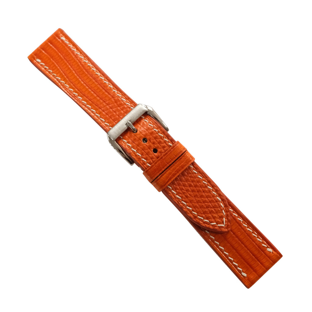 Flat Orange Lizard Leather Watch Strap