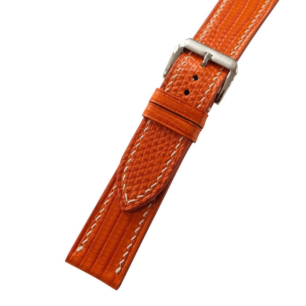 Flat Orange Lizard Leather Watch Strap
