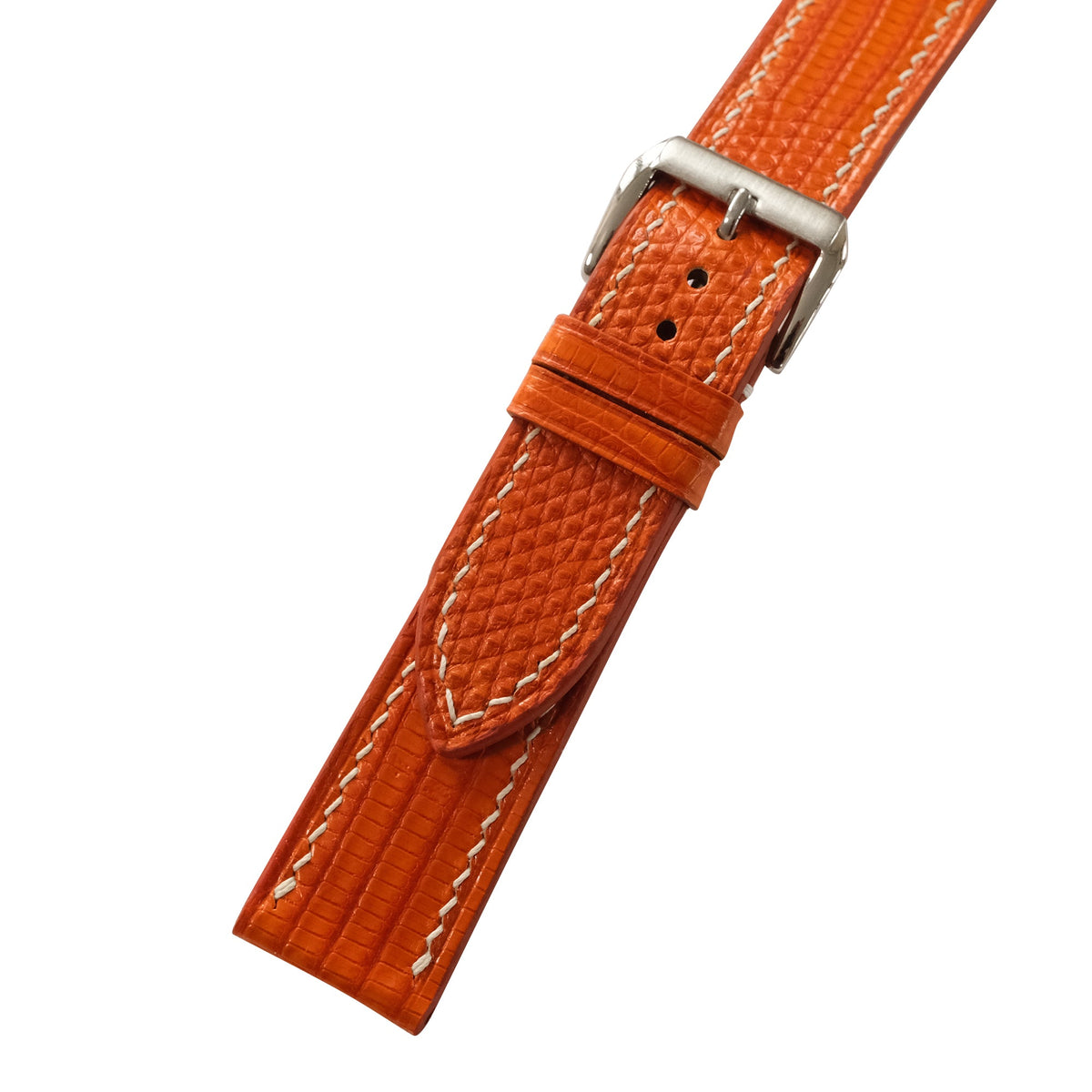 Flat Orange Lizard Leather Watch Strap
