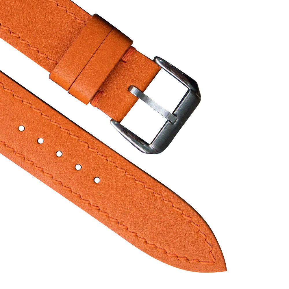 Flat Orange Swift Leather Watch Strap