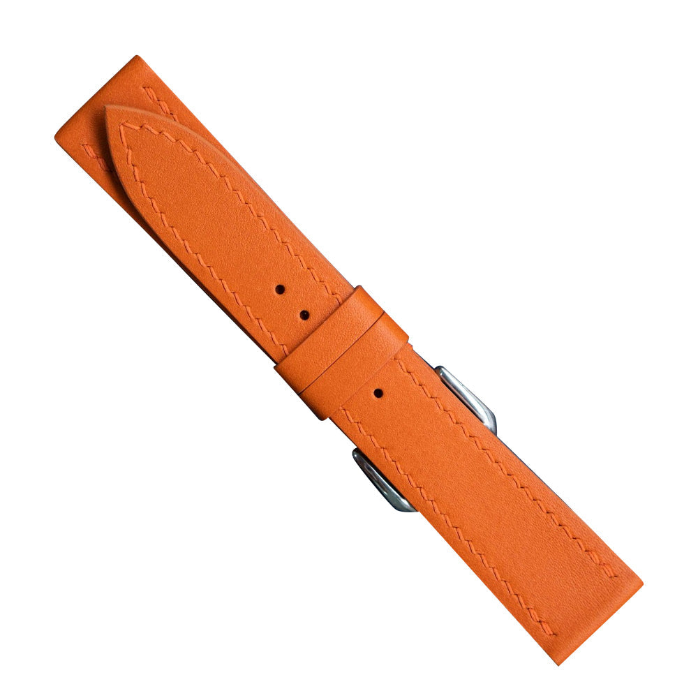 Flat Orange Swift Leather Watch Strap