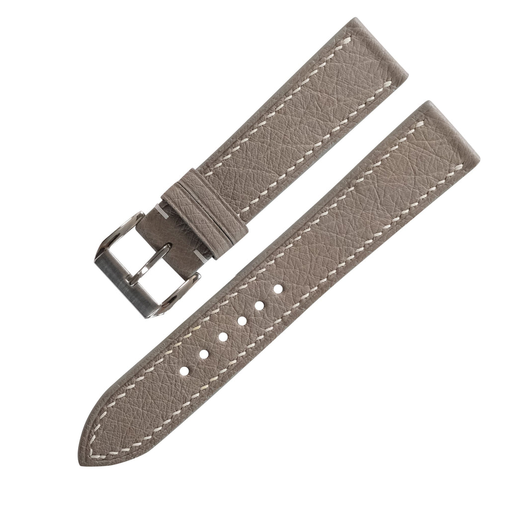 Flat Taupe Smooth Ostrich Leather Watch Strap