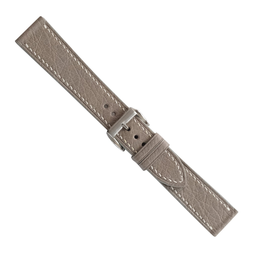 Flat Taupe Smooth Ostrich Leather Watch Strap