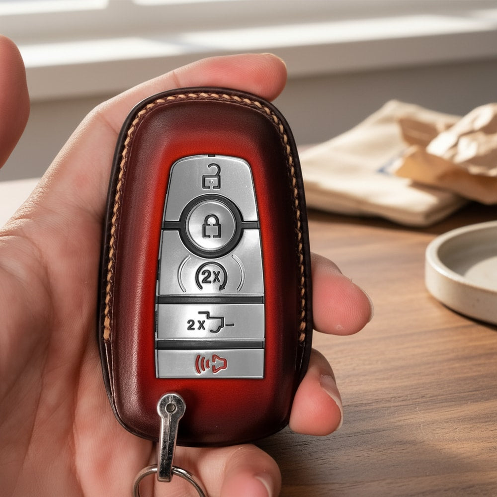 Custom Leather Key Fob Cover Compatible with Ford Maverick