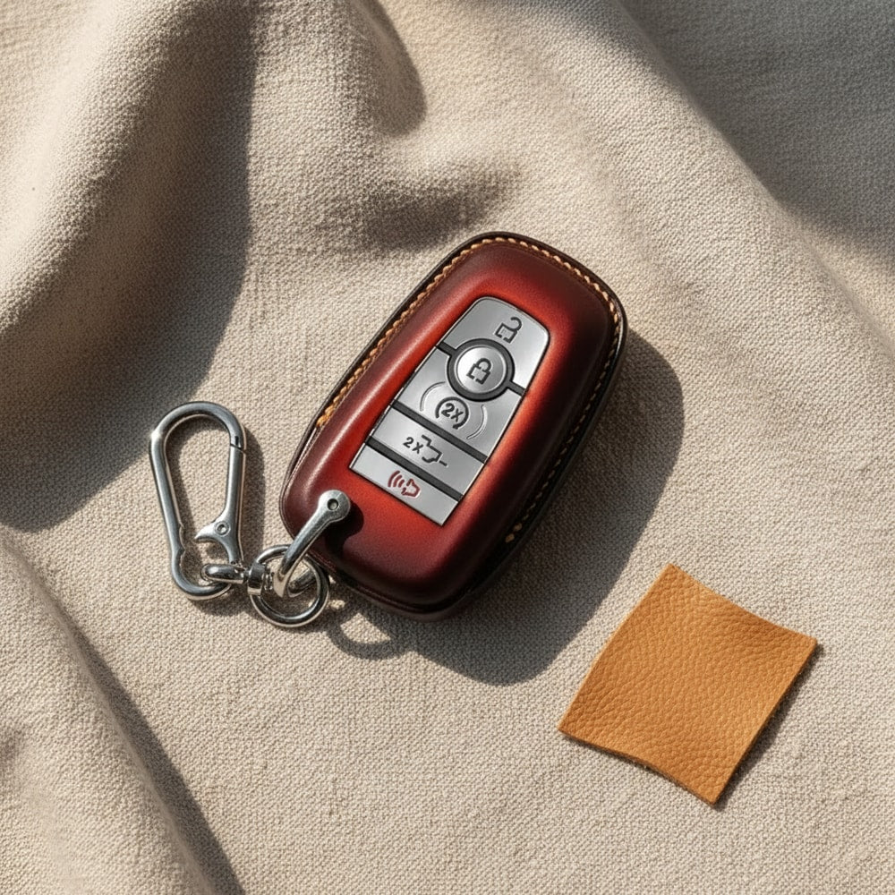 Custom Leather Key Fob Cover Compatible with Ford Maverick