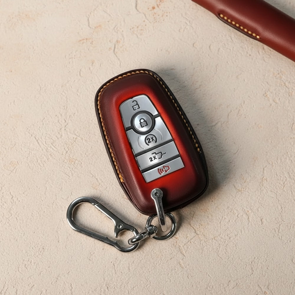 Custom Leather Key Fob Cover Compatible with Ford Maverick