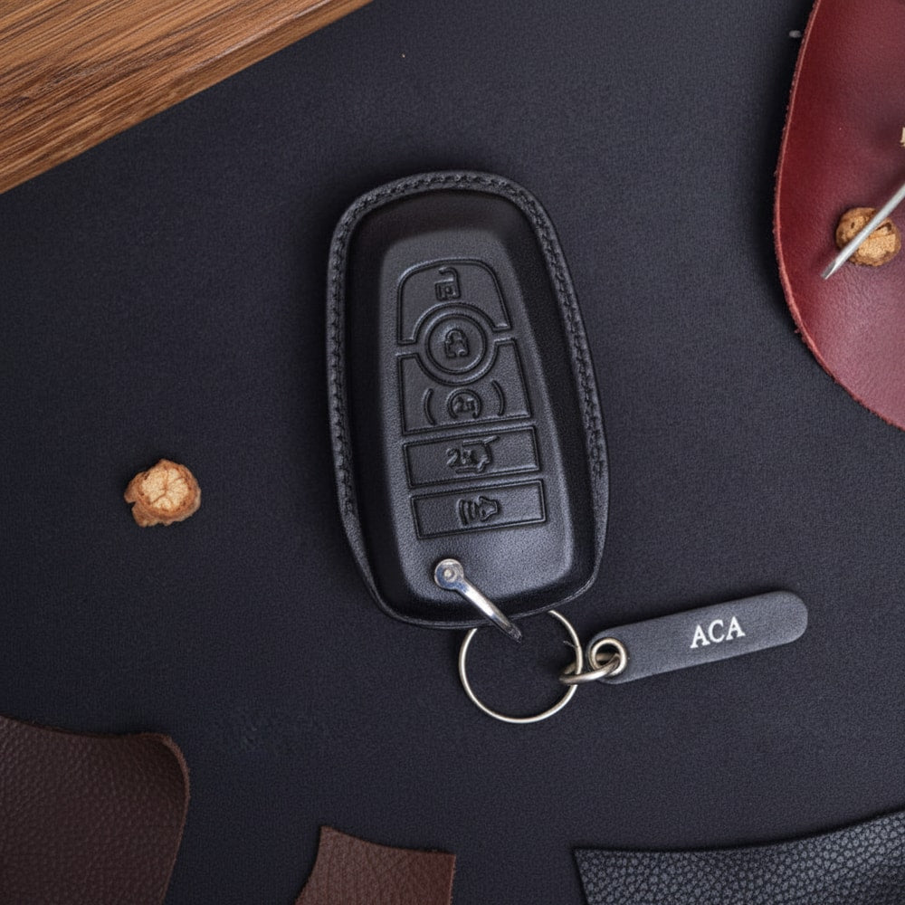 Custom Leather Key Fob Cover Compatible with Ford Maverick