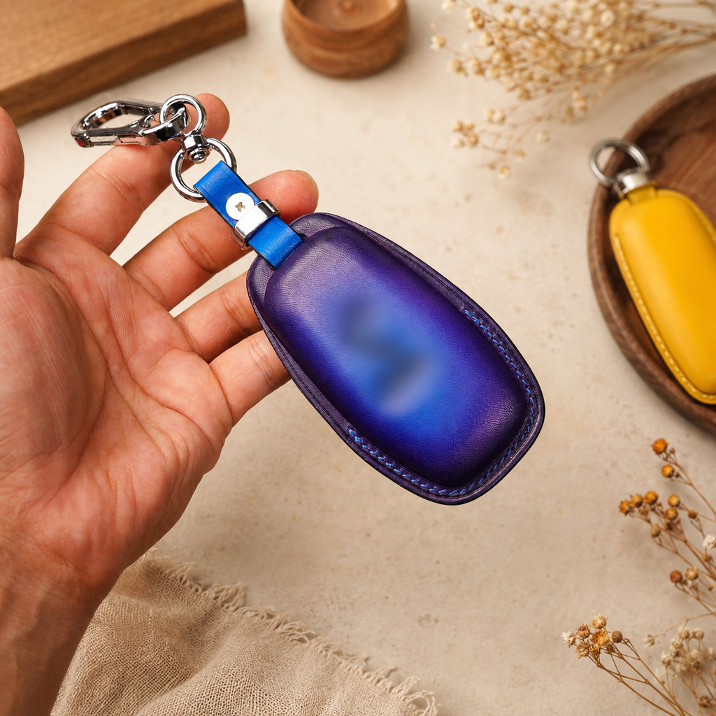Custom Leather Key Fob Cover Compatible with Ford Mustang