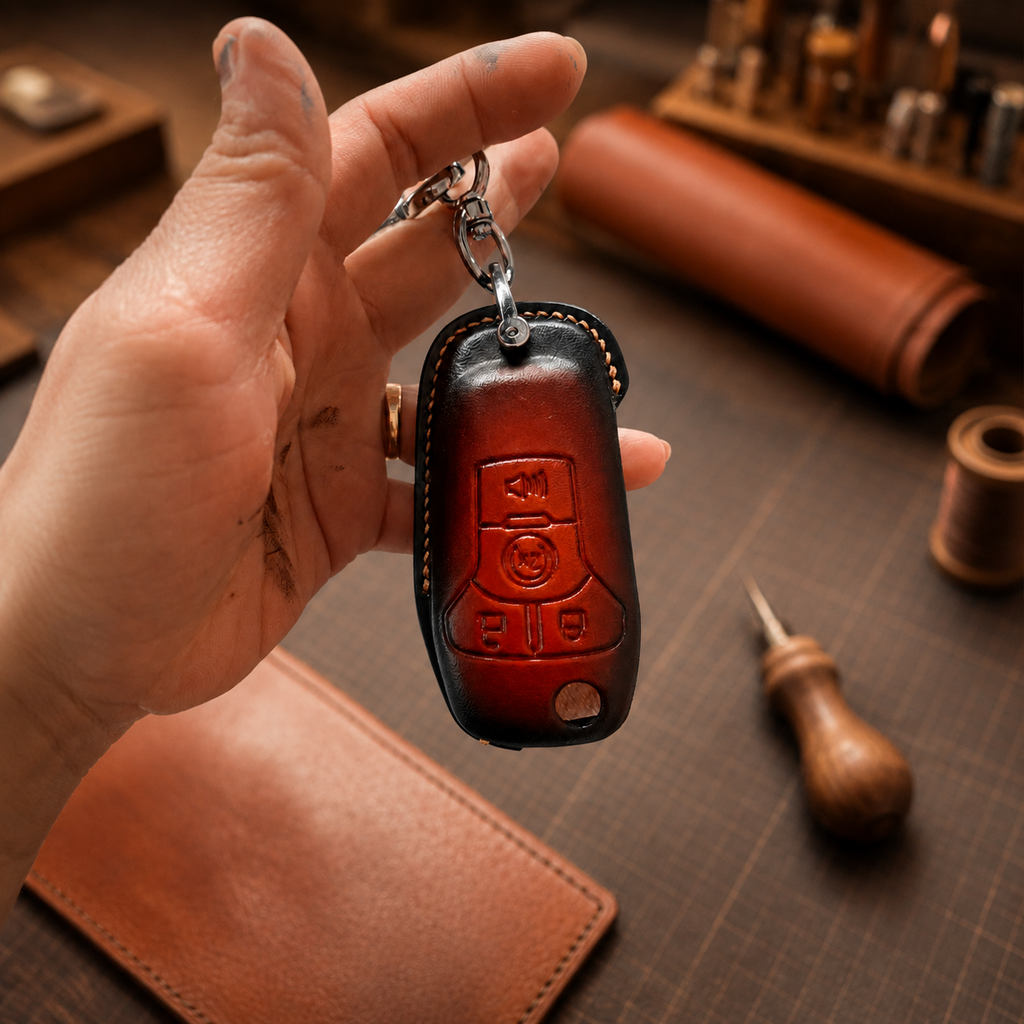 Custom Leather Key Fob Cover Compatible with Ford Ranger